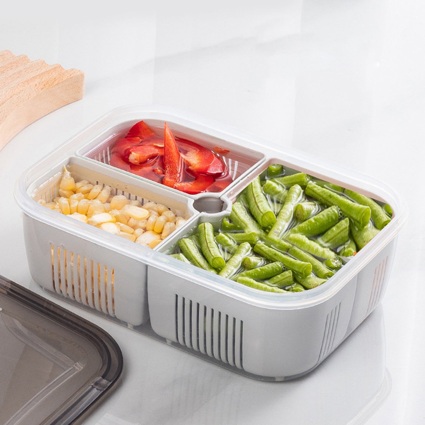 Multifunctional Food Vegetable Salad Storage Box Drain Seal Box Container With Lid