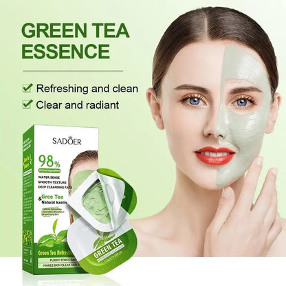 SADOER Green Tea And Natural Kaolin Deep Cleansing Face Green Tea Refreshing Clay Mask