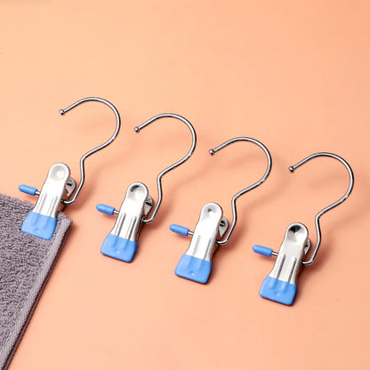 Multifunctional Stainless Steel Portable Cloth Hook Clip Organizer Hanging Clip Pair