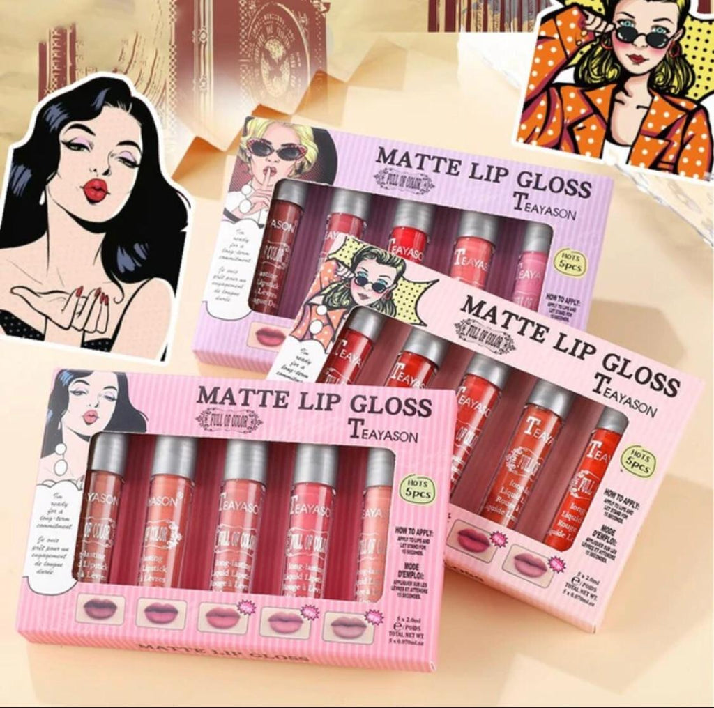 Teayason Matte Lip Gloss 5Pcs Set