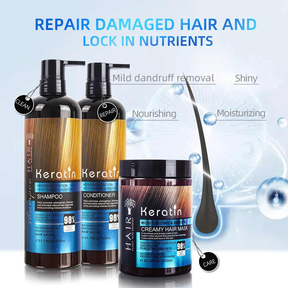 Keratin Shampoo Conditioner Hair Mask And Hair Serum 4in1 Deal