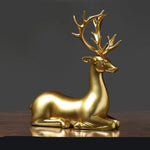 Nordic Luxury Resin Deers Statue Ornament 2Pcs Set Fiber Material