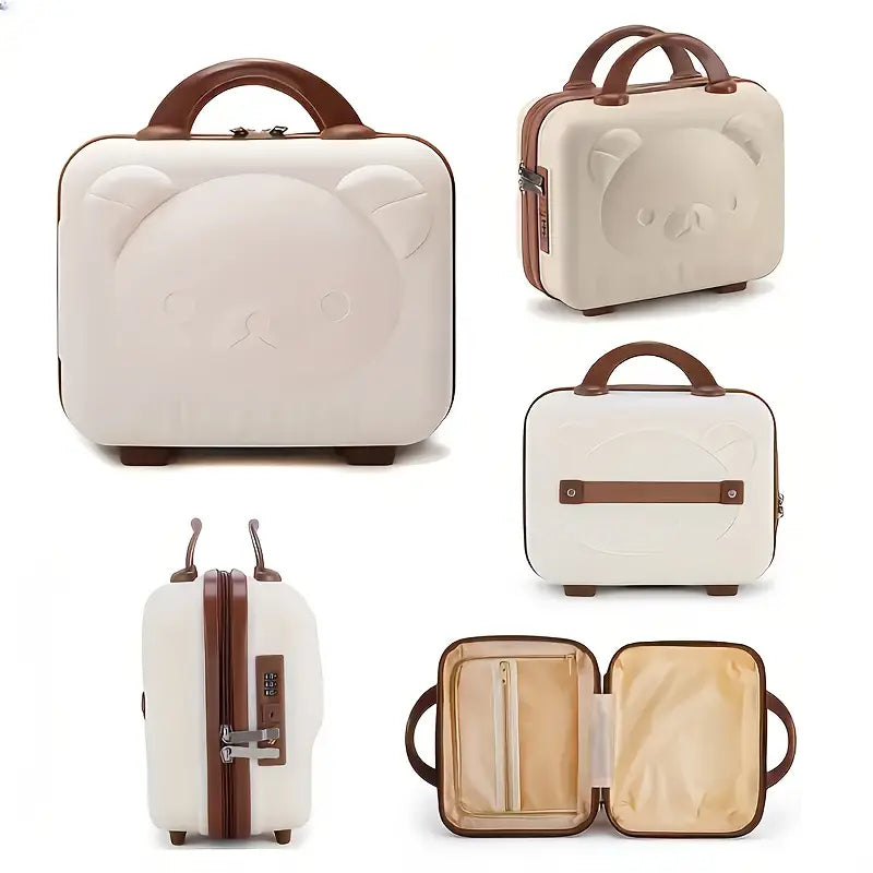 Adorable Bear-Shaped Hanging Makeup Organizer Durable PP Material Portable Cosmetic Storage Bag