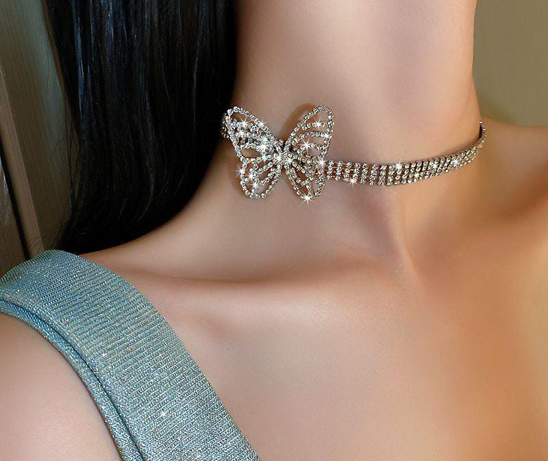 Butterfly Silver Chokker Necklace