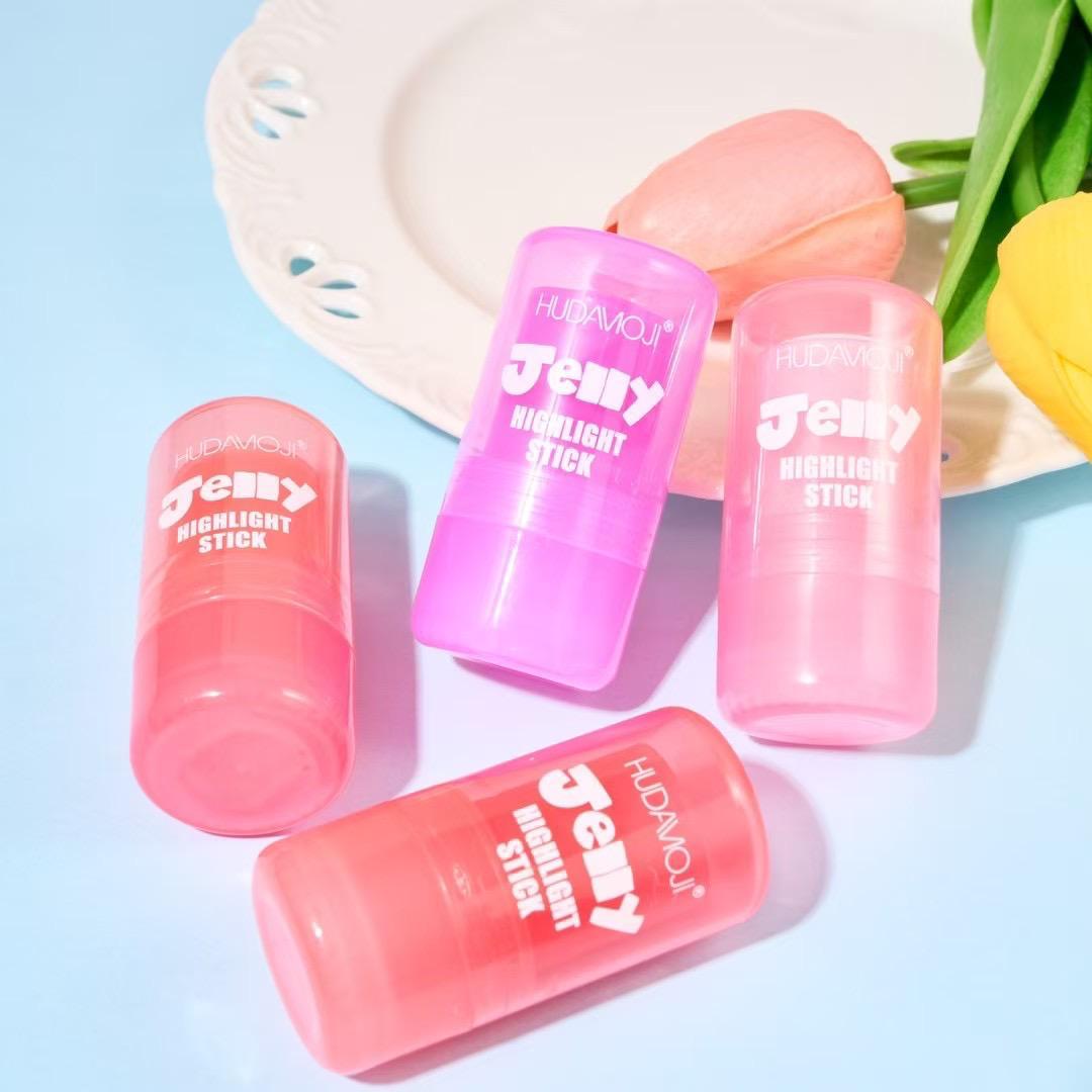 Hudamoji 4pcs Jelly Glitter Highlighter Stick