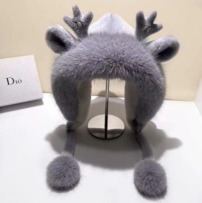 Soft Fluffy Bunny Ears Winter Cap