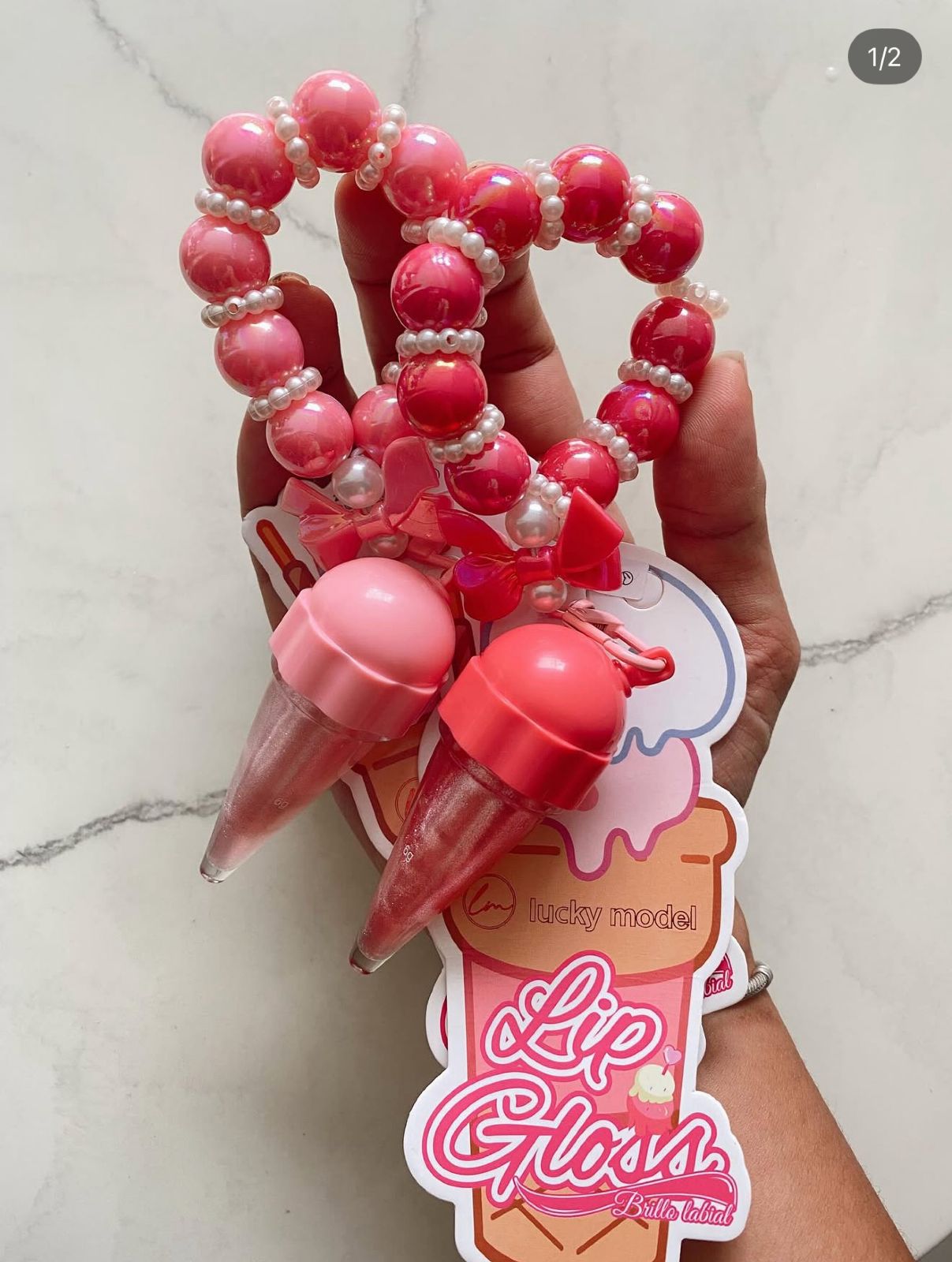 Lucky Model Ice cream Lip Gloos with New Key Chain Style