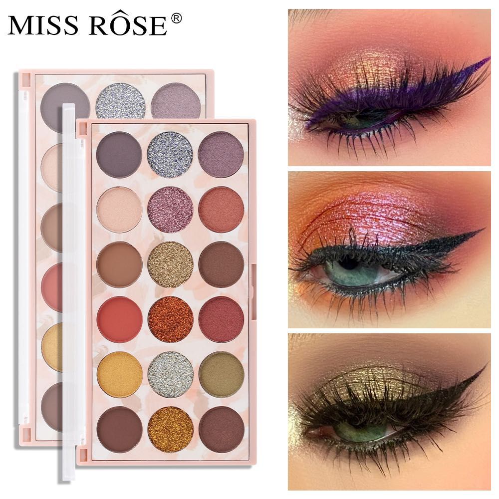 Miss Rose 12 Color Eyeshadow & 6 Color Glitter Palette