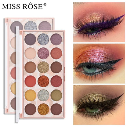 Miss Rose 12 Color Eyeshadow & 6 Color Glitter Palette