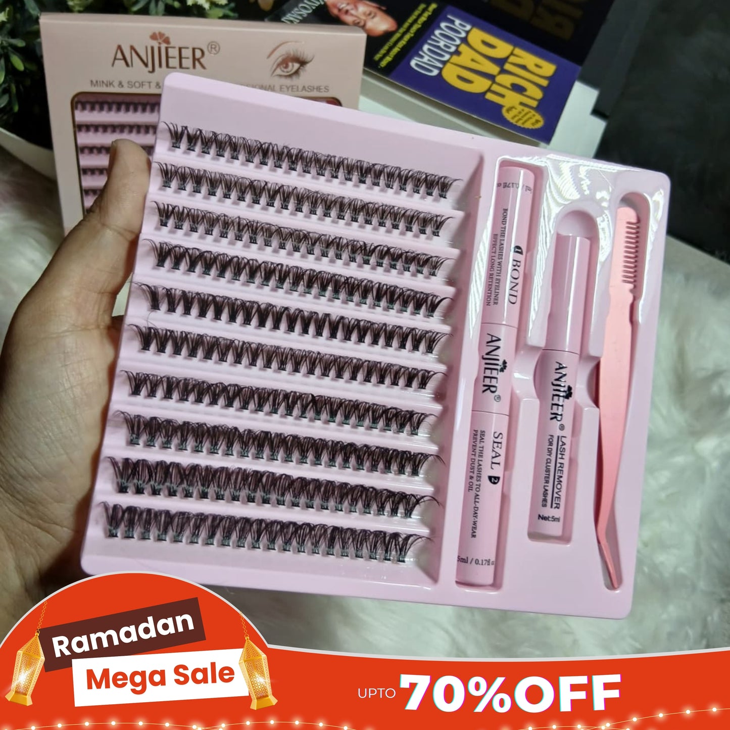 ANJIEER Mink & Soft Natural DIY Cluster Lashes Extension Kit