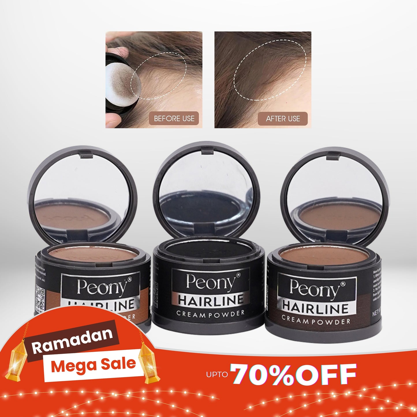 Peony 2in1 Hairline Cream Powder with 3 Extra Eyebrow Stencils