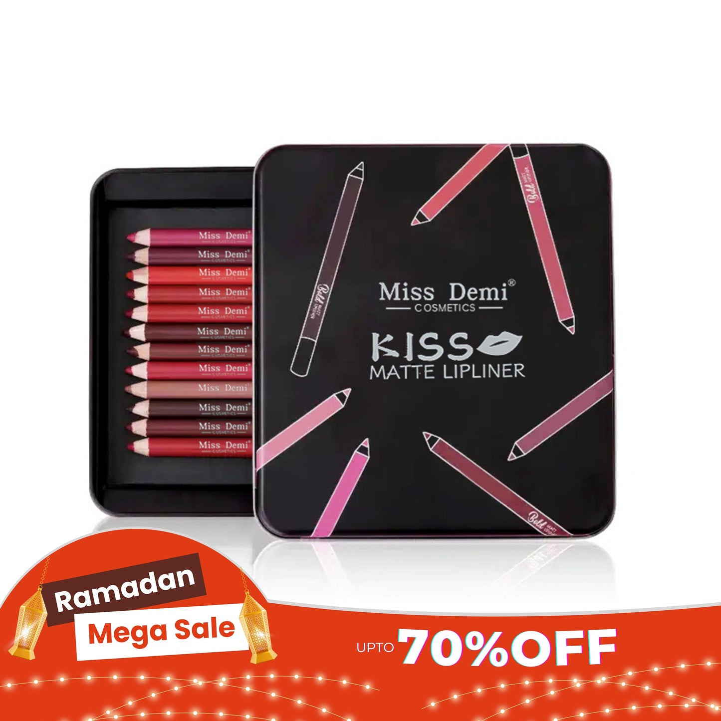 Miss Demi Matte Creamy Lip Liner Pencil – Long Stay, Smudge Free & Waterproof (12 Smooth Shades Set)