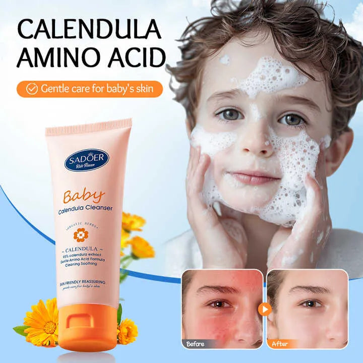 SADOER Baby Calendula Amino Acid Gentle Soothing Cleanser For Baby Face Foam Cleanser - 100g
