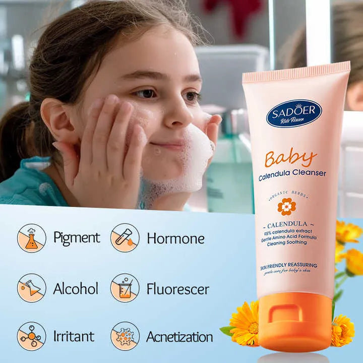 SADOER Baby Calendula Amino Acid Gentle Soothing Cleanser For Baby Face Foam Cleanser - 100g