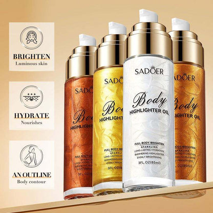 SADOER Body Highlighter Oil Sparkling Full Body Brighten Long-Lasting Shimmering 85ml