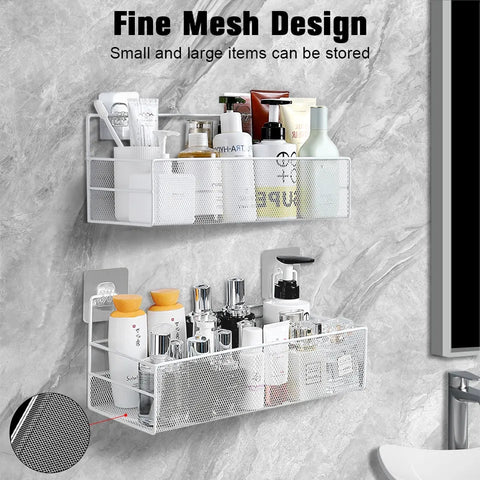 Wall Shelf With Hooks Meshed Wall Shelf