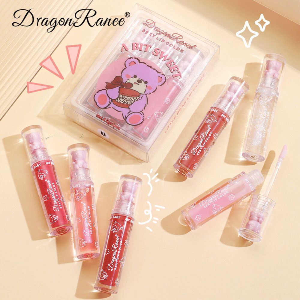 Dragon Ranee Bear Sexy Lip Colors A Bit Sweet Lip Gloss Glitter 3Pcs Set