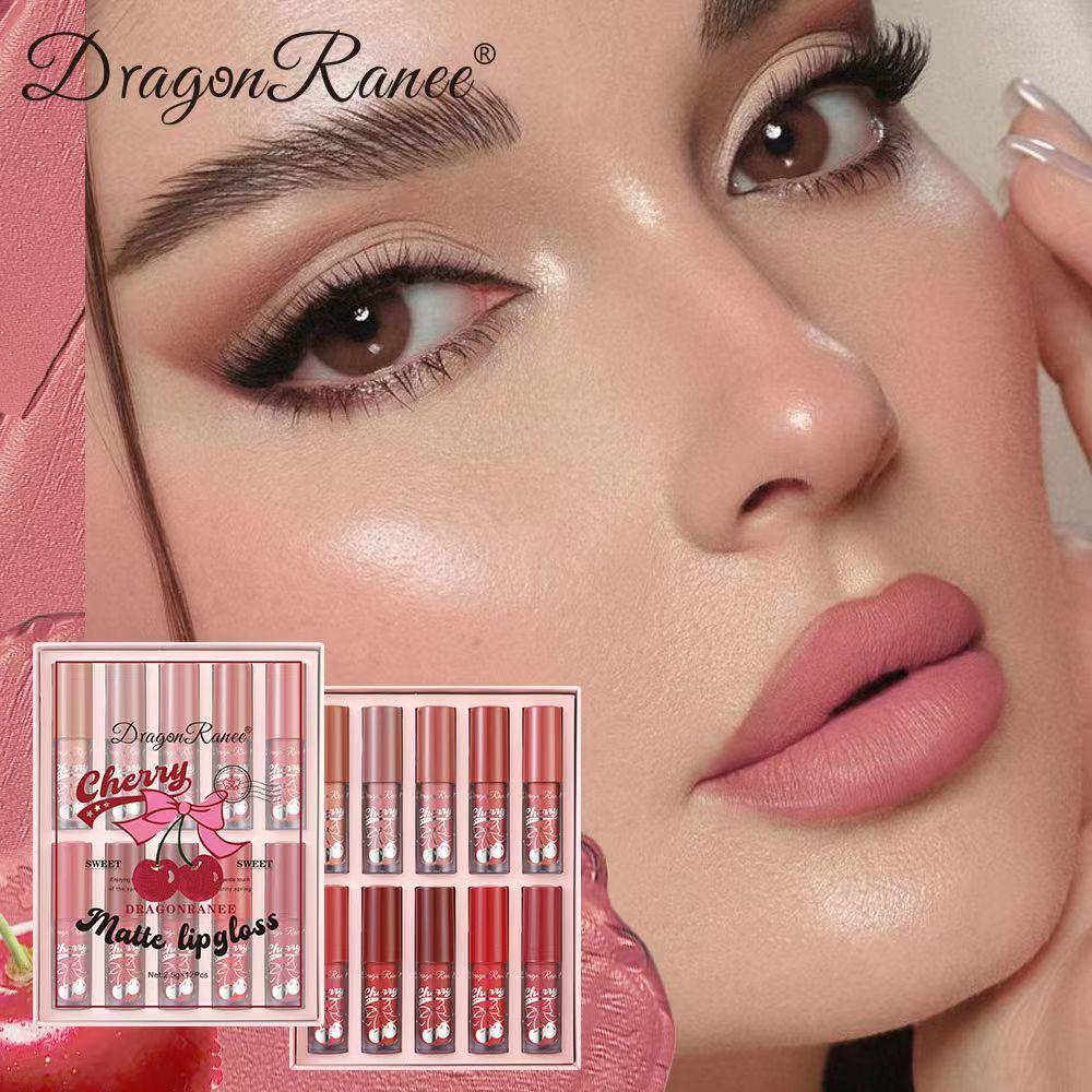 Dragon Ranee Cherry Matte Lipgloss 12Pcs Set