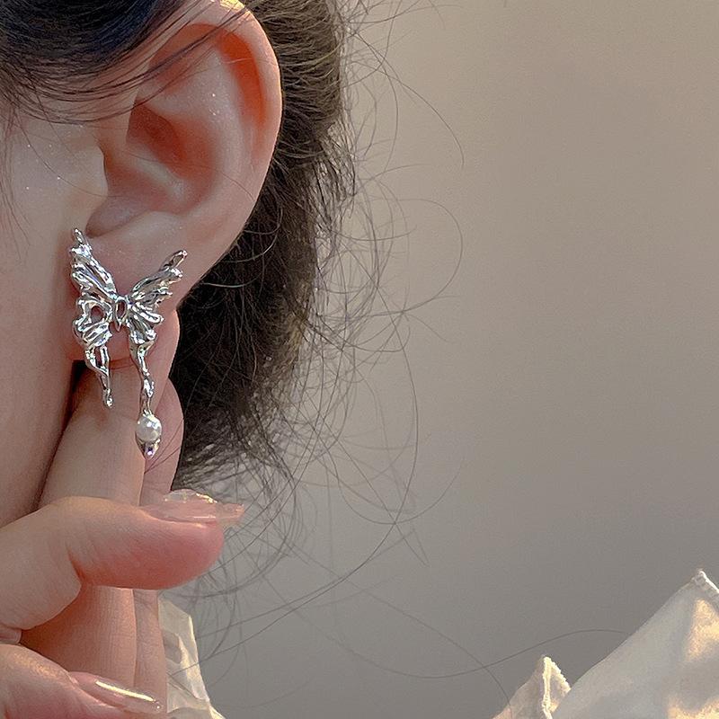 Fashion Jewellery Metal Butterfly Earring Silver