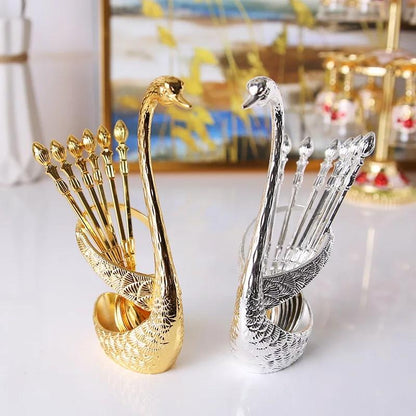 Swan Shaped Spoon Set Holder Stainless Steel