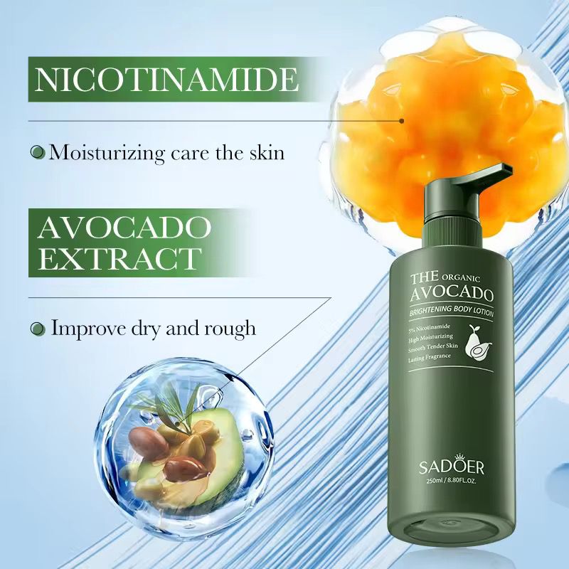 Sadoer Whitening Body Lotion Smoothing Moisturizing and Avocado Niacinamide Body Lotion