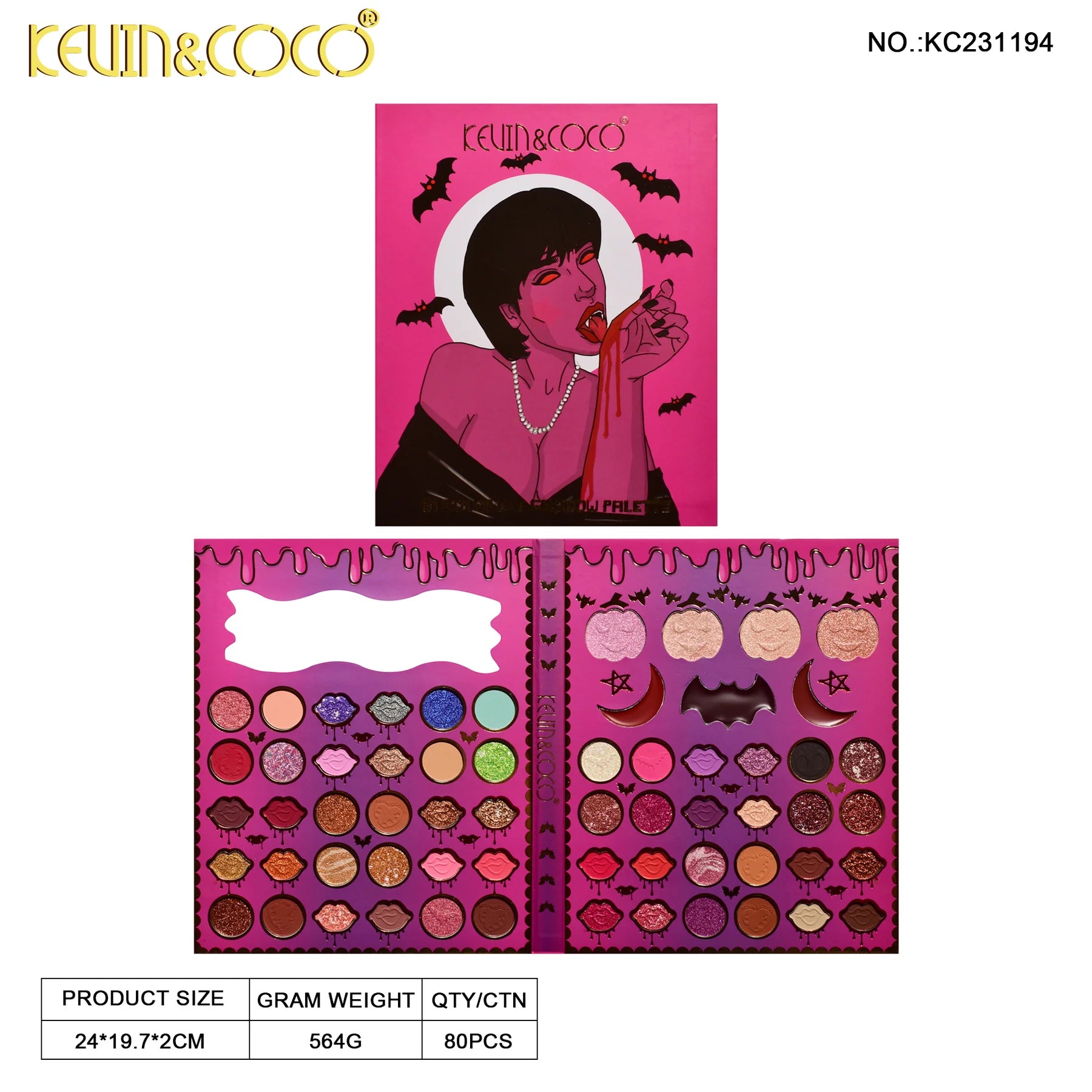 Kevin & Coco Halloween Edition 61-Color Vampire Girl Eyeshadow Palette KC231194