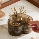 3 Layer Acrylic Heart Shape With Deer On Top Head Jewelry Organizer