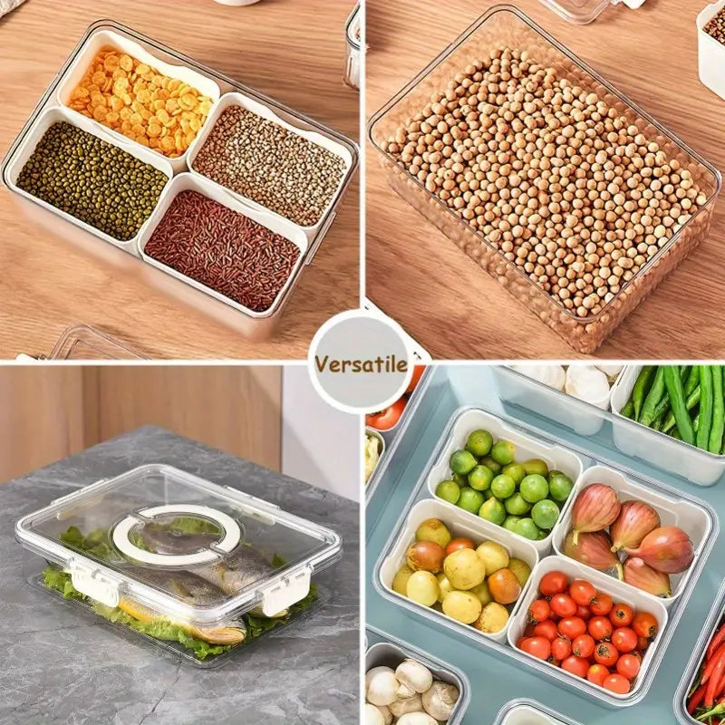 4 Grid Spice Storage Box Spice Seasoning Container With Lid And Handle