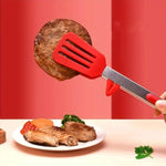 Stainless Steel With Silicone Three Line Food Clip For Fried Steak Tong 12 inch