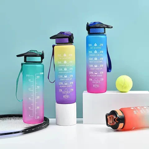 Motivational Portable Time Mark Sports Water Bottle Approx Capacity 1 Liter