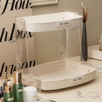 Desktop Double Layer Bathroom Organizer Shelf Cosmetic Storage Rack Holder