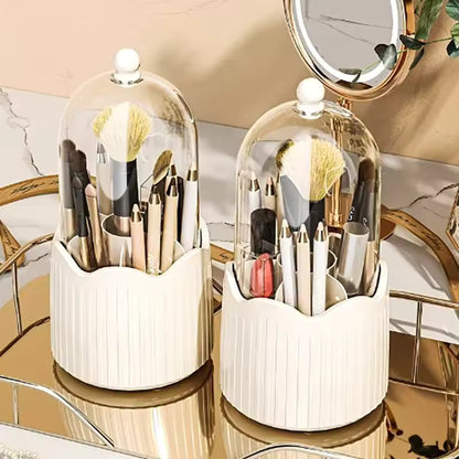 360 Degree Rotating Makeup Brush Holder Cosmetics Organizer With Lid for Vanity Multi-Functional Pen Holder Lipstick Storage Box