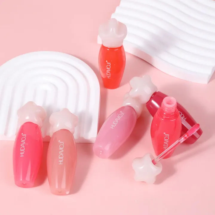 Hudamoji Hydrating Moisturizing Lip Gloss Shine with Vitamin E Smooth & Glossy Finish Stare Cap Lip Gloss Pack of 6
