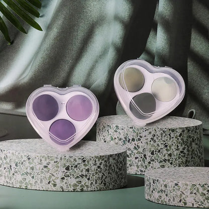 3Pcs Puff Blending Sponge With Heart Shape Box