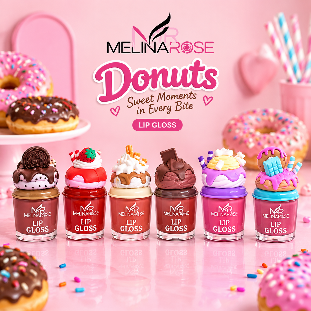Melinda RoseIce Ice Cream Donut Lip Gloss 6 Pcs Set