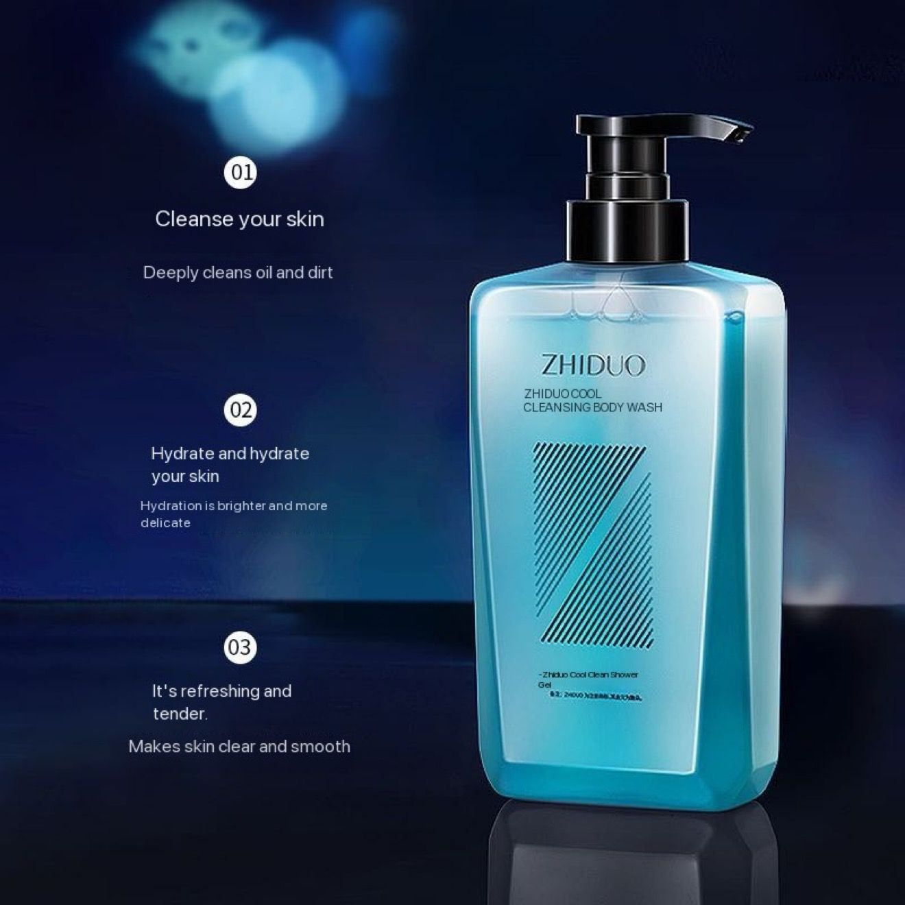 ZHIDUO Organic Natural Shower Gel Whitening Deeply Cleaning Kojic Acid Brightening Body Wash