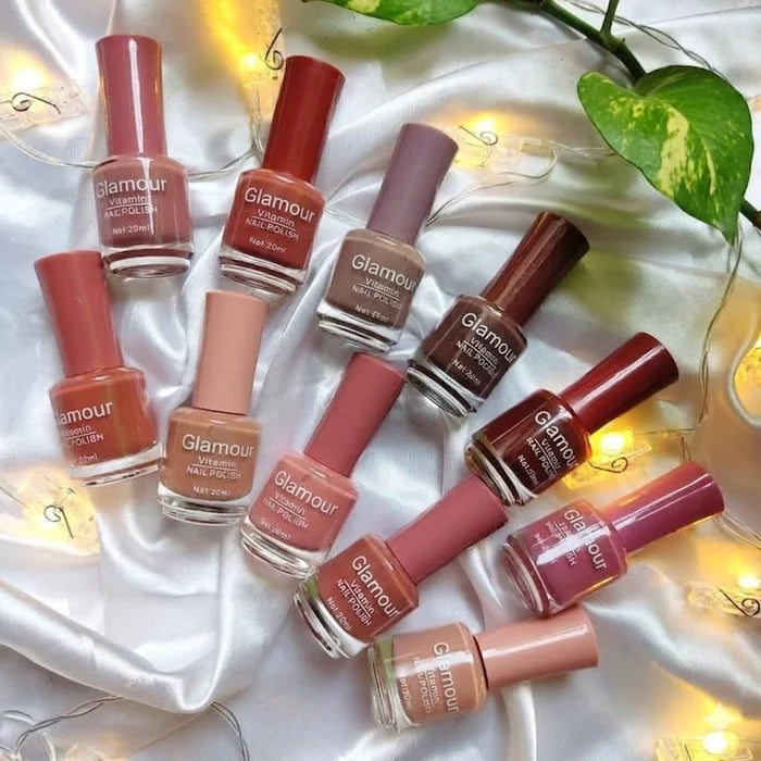 Glamour Premium Fine Nude Colors Nailpaints Luxury Matte & Glossy Nude Nail Polish 12pcs Set