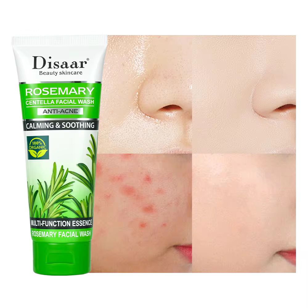 DISAAR  Rosemary Centella Vegan Cream Facial Wash Anti-Wrinkle Oil Control Deep Cleansing Pore Acne Clear Smoothing Face Cleanser