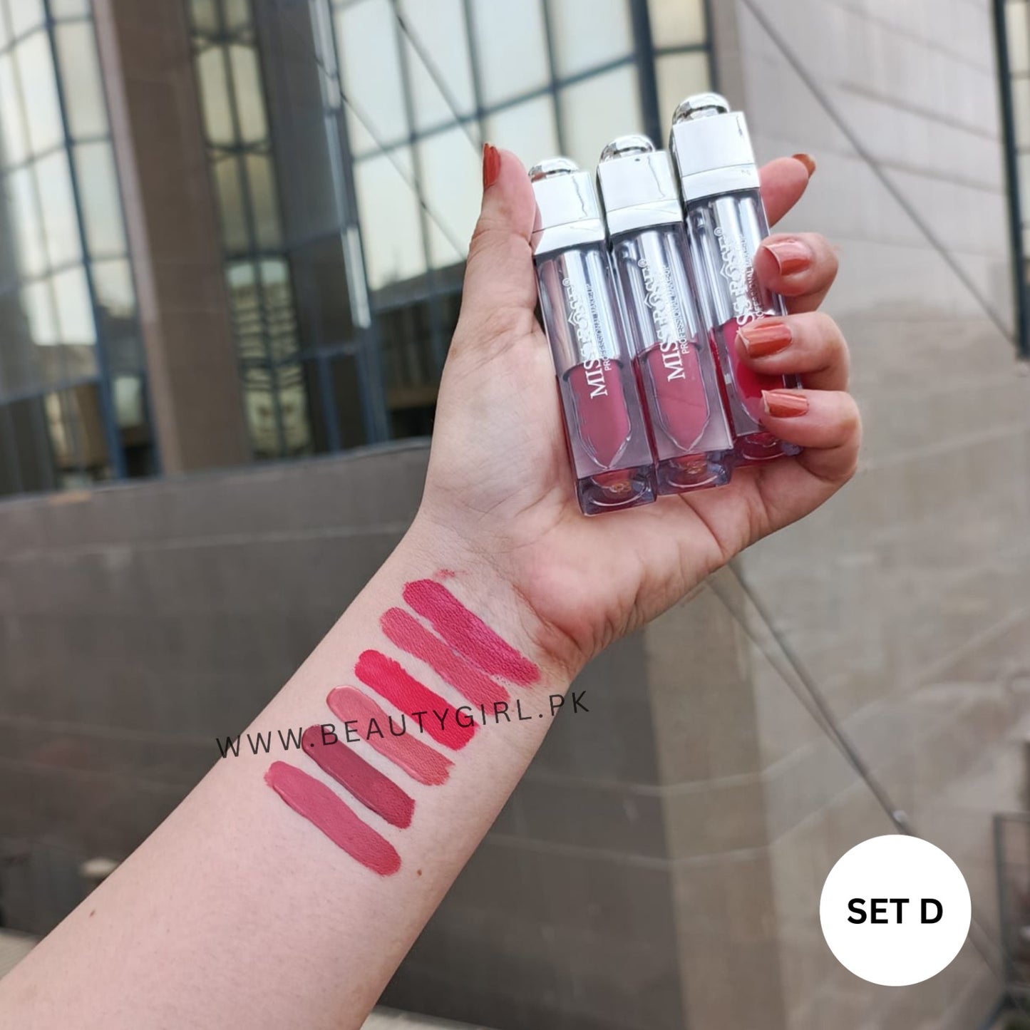 Miss Rose New Silver Angelic Matte Lip Glaze Lip Gloss Pack Of 6Pcs Set