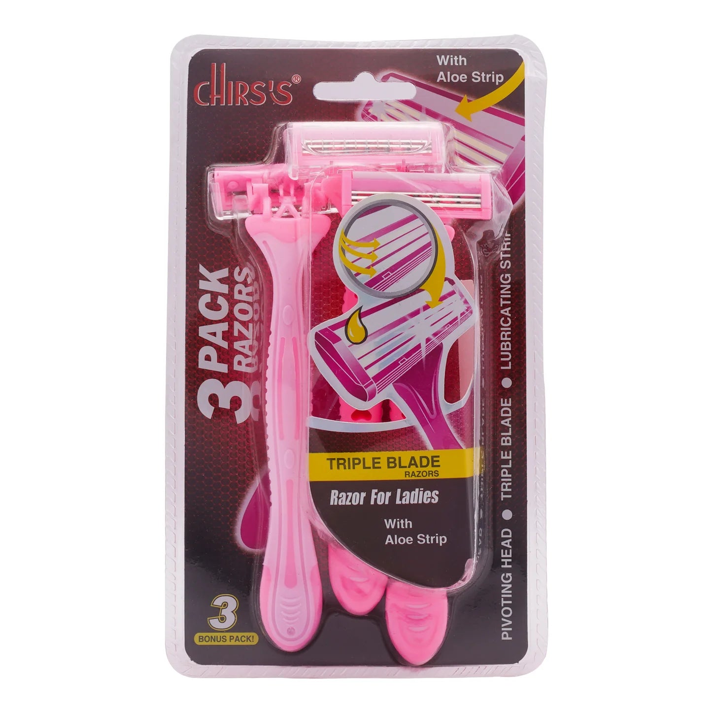 Three Doll Razor Chirss Tripple Blade Razors With Aloe Strip For Girls & Women Pack Of ...