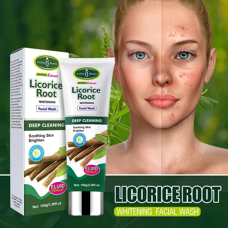 Aichun Beauty Herbal Facial Cleanser Deep Licorice Root Face Wash With Mineral Lightening For Female
