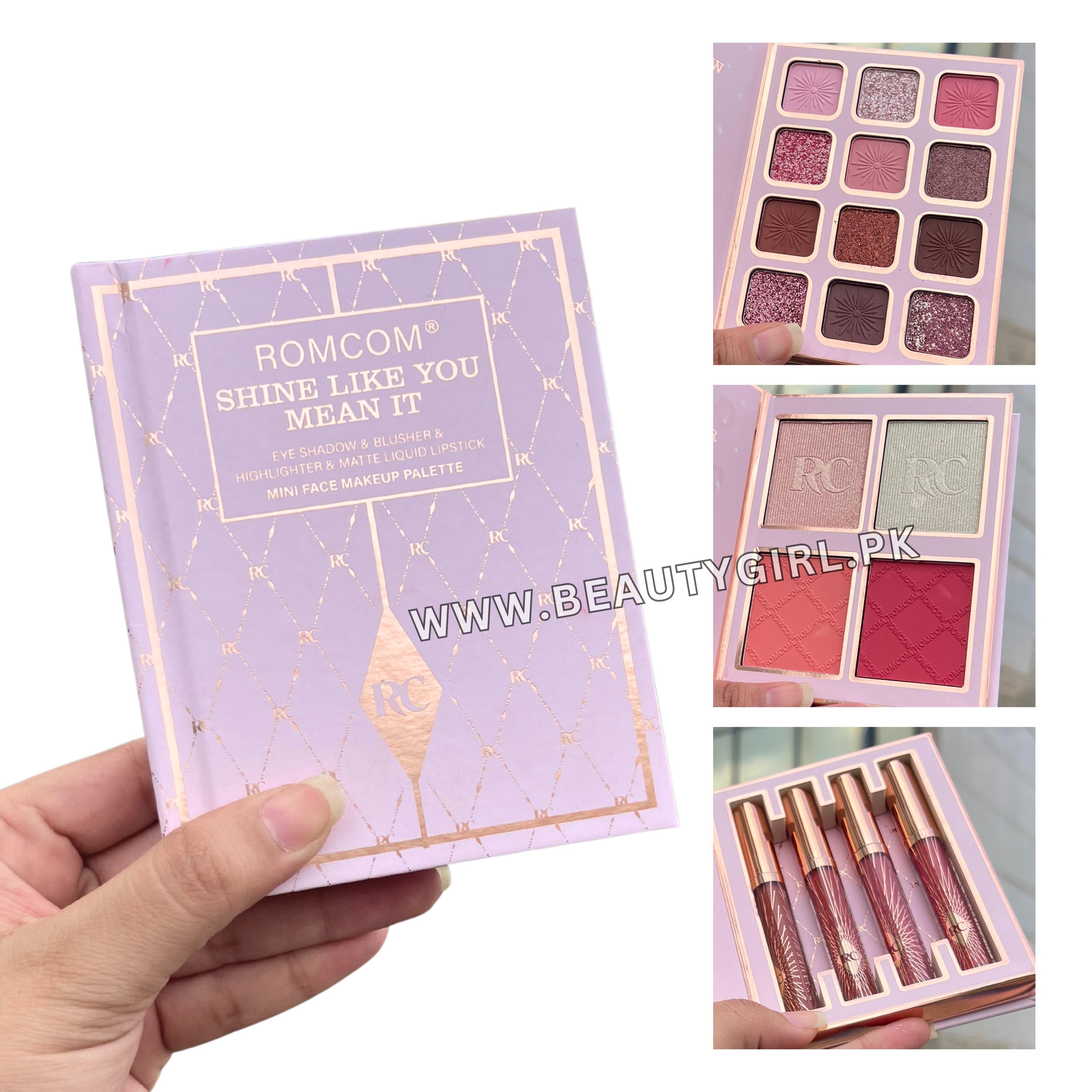 Romcom Mini Face Makeup Palette  Eyeshadow, Blusher, Highlighter & Lipgloss