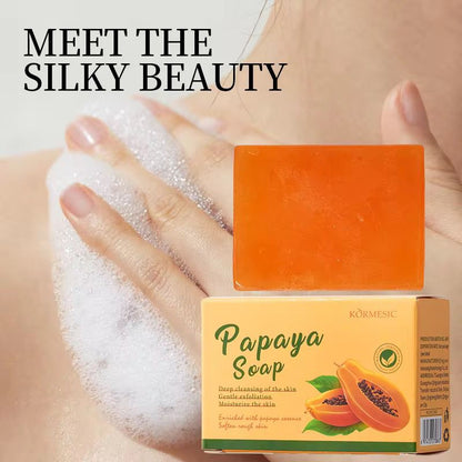 KORMESIC Papaya Soap Gentle Exfoliating Moisturizing Deep Cleansing Body Bath Soaps 100g
