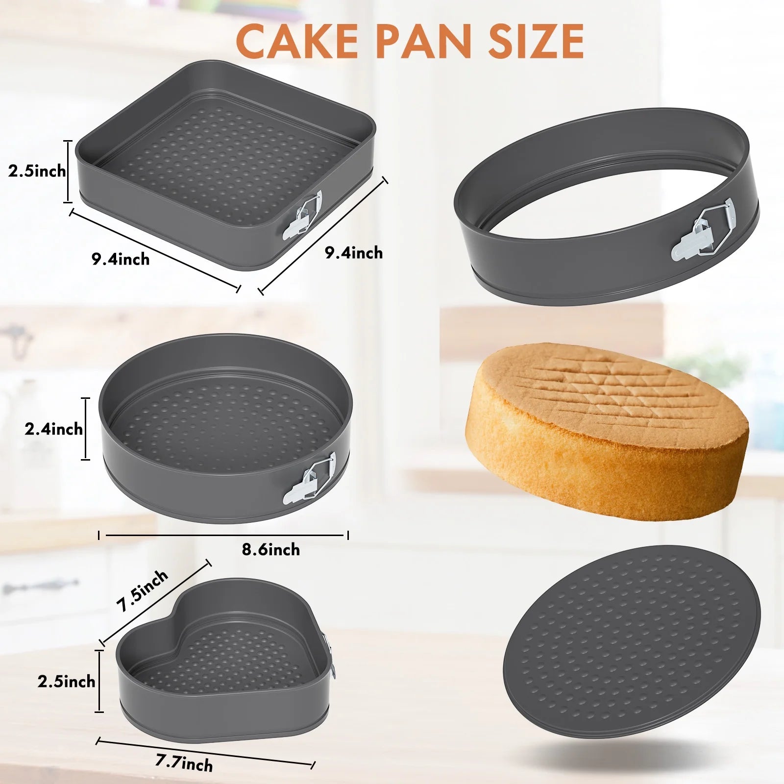Heart Round Square Nonstick Cheese Cake Pan Cake Mold 3pcs Set