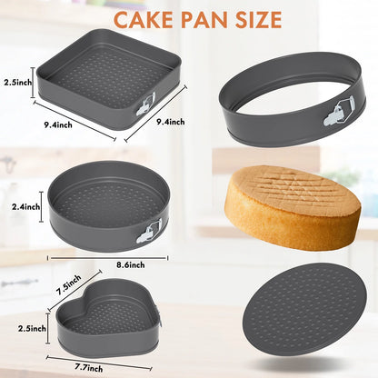 Heart Round Square Nonstick Cheese Cake Pan Cake Mold 3pcs Set