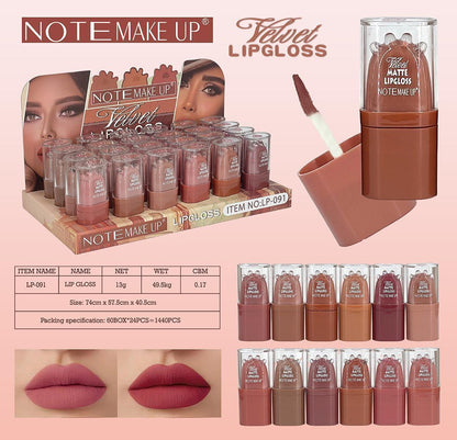 Note Makeup Velvet Lipgloss Pack of 12