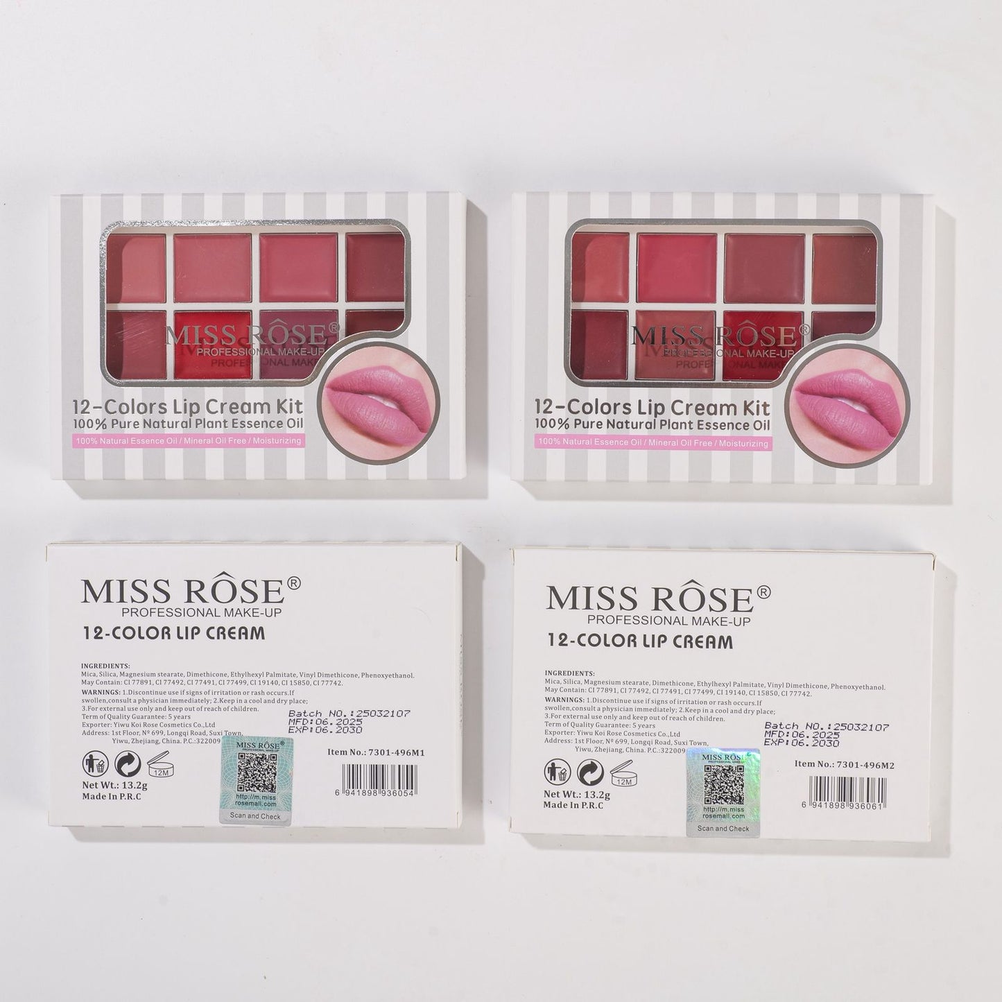 Miss Rose 12 colors Lip Cream Kit