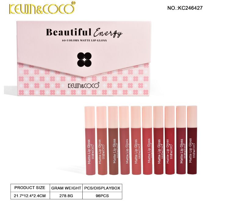 Kevin & Coco High Quality Beautiful Energy Matte Lipgloss 10pcs Box