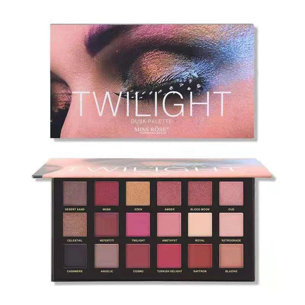Miss Rose Twilight Dusk Palette + BH Cosmetics Fairy Lights Brush Set With Holder (Pack of 11)