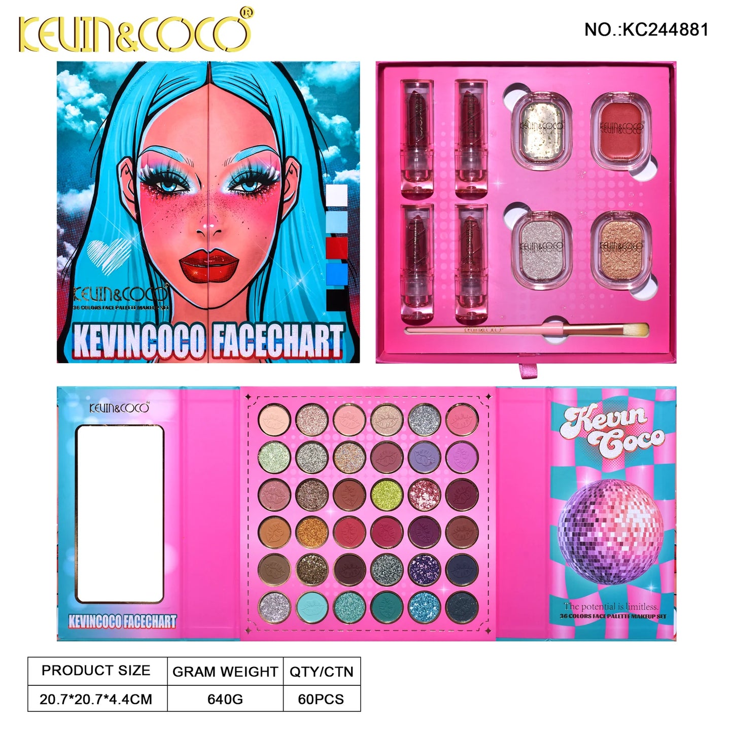 Kevin & Coco Face chart 36 Colors Face Palette Makeup Set